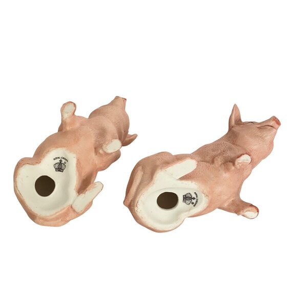 Royal Crown Porcelain Pig Figurines Set Of 2 Collectible Decorative Pieces - Picture 9 of 14